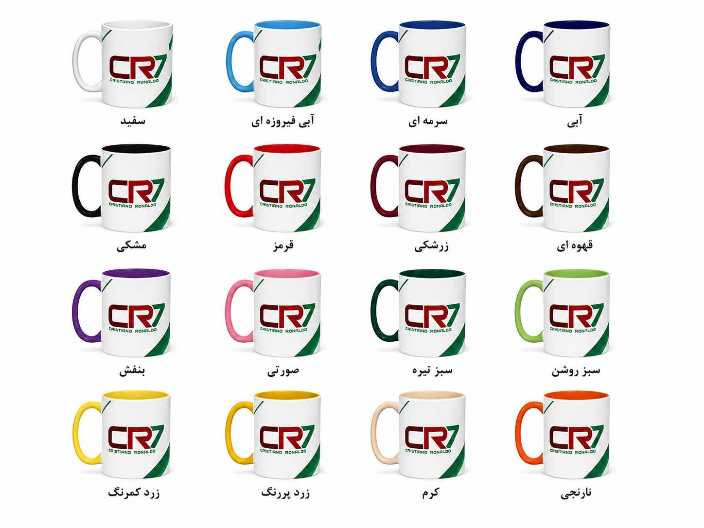 ماگ (لیوان) طرح رونالدو با نوشته CR7 و طراحی فوتبالی کد115